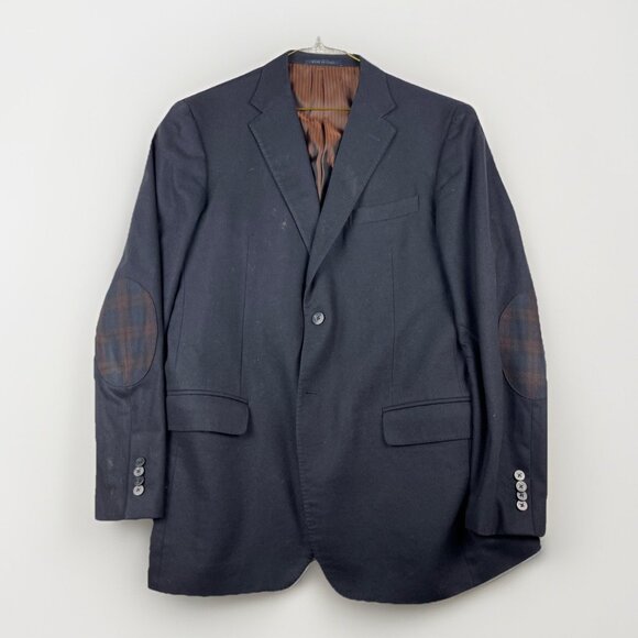 Pal Zileri Italy Made Blazer Men 54R Black Wool / Cashmere Elbow patch Read* - Picture 1 of 16
